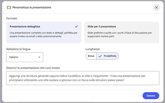 Creare presentazioni con NotebookLM